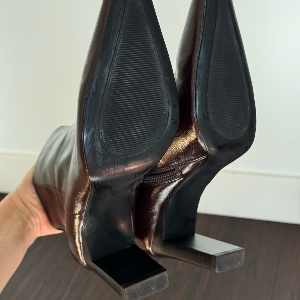 Mango Dark Brown Leather Heeled Boots - Picture 10 of 11